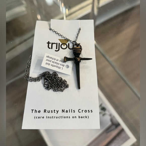 NEW! Men's hand forged Cross Necklace 24" - Picture 2 of 6